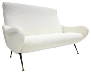Mid-Century Modern Italian White Fabric Sofa, 1950s