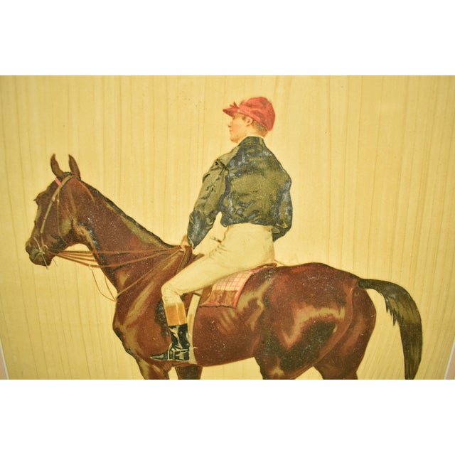 Mid 20th Century French Jockey W/ Black Silks & Red Cap Hand-Colour Chromograph For Sale - Image 4 of 4