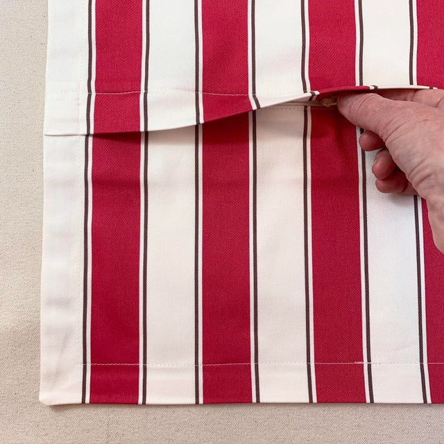 Designer Vicki Payne Free Spirit Ivory-White Brown Pink Awning Cabana Contemporary Stripe 21" Pillow Covers- 3 Pc Set For Sale - Image 4 of 7