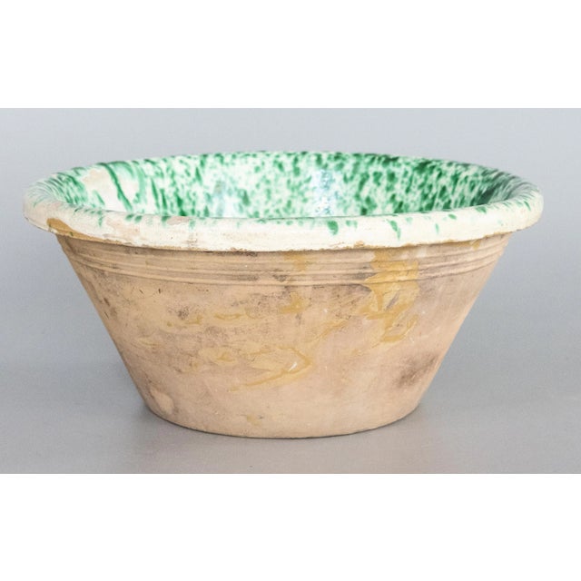 Farmhouse 19th Century French Speckled Green Glazed Terracotta Tian Decorative Bowl For Sale - Image 3 of 8