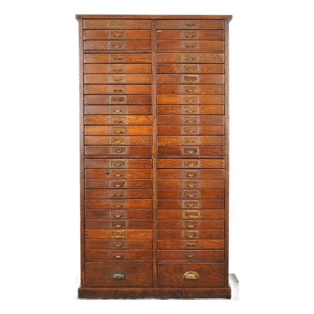 Antique 48 Drawer Oak Office Storage Cabinet For Sale