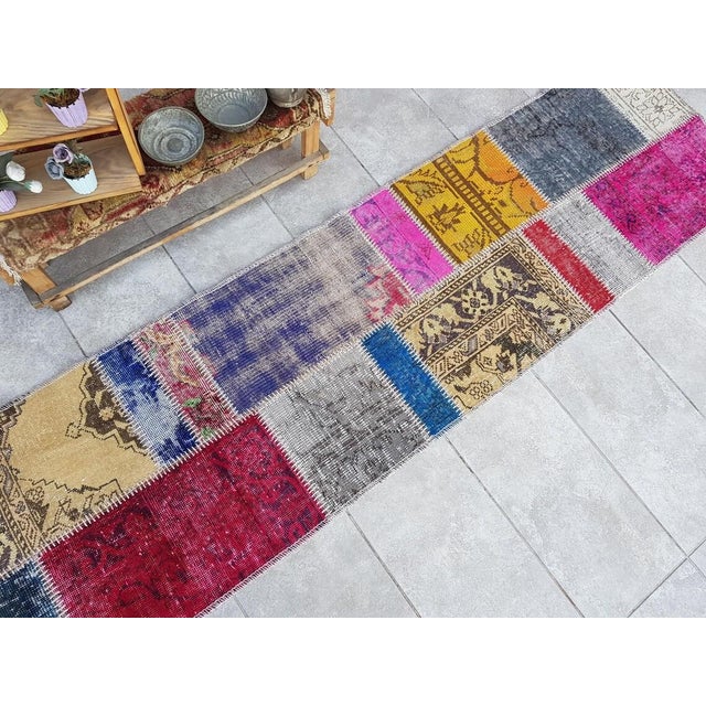 Textile Vintage Oushak Handmade Runner For Sale - Image 7 of 10