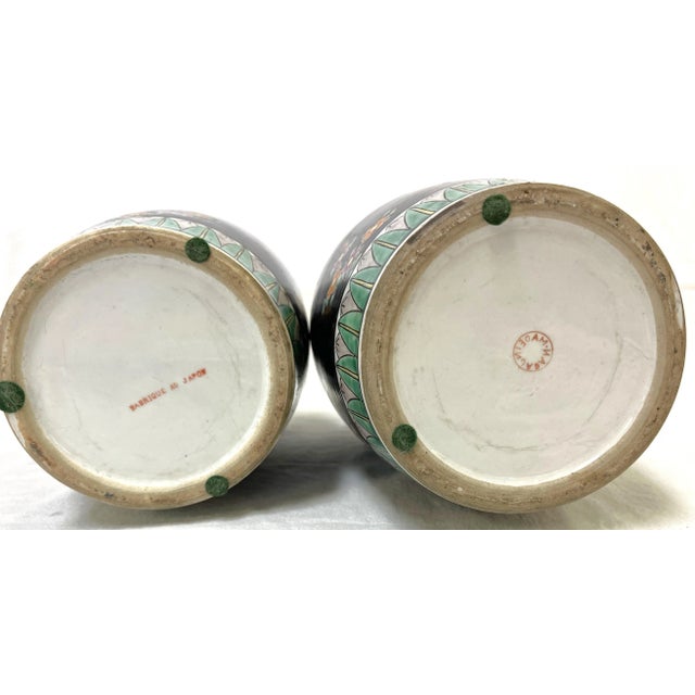 Mid Century Chinoiserie Birds With Peonies Hand Painted Porcelain Vases- a Pair For Sale - Image 11 of 12