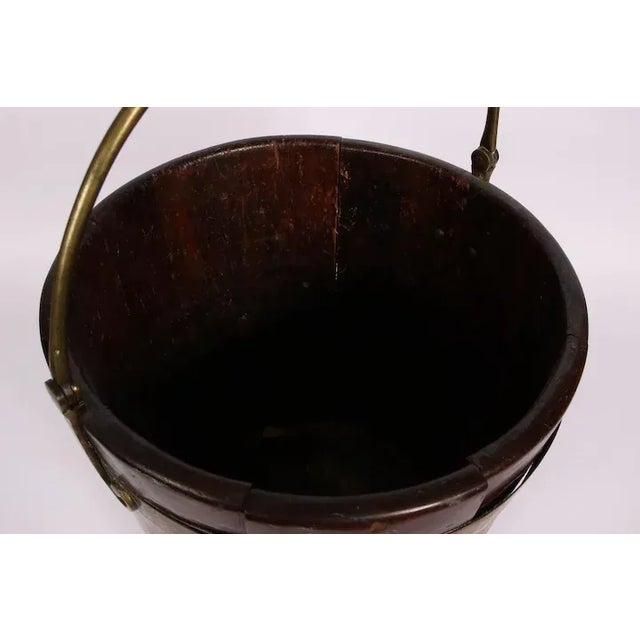 18th Century George III Brass Bound Mahogany Peat Bucket with Handle For Sale - Image 10 of 11