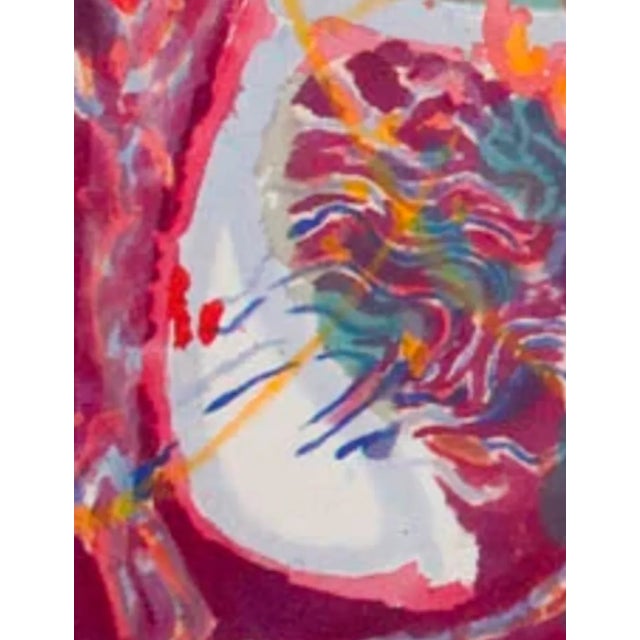 Textile "Malibu", 2008. Abstract, Figurative Landscape. Oil Painting on Canvas by Joe Ginsberg. 91" W X 31" H. Raspberry/Cobalt, Accents of Orange and Blush. For Sale - Image 7 of 11