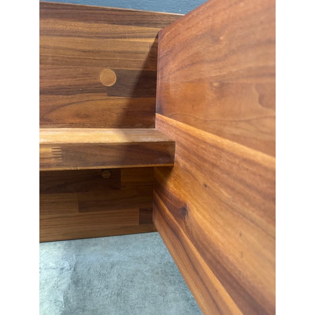 1970s Mid Century Modern Danish Teak and Leather Bench For Sale - Image 10 of 12