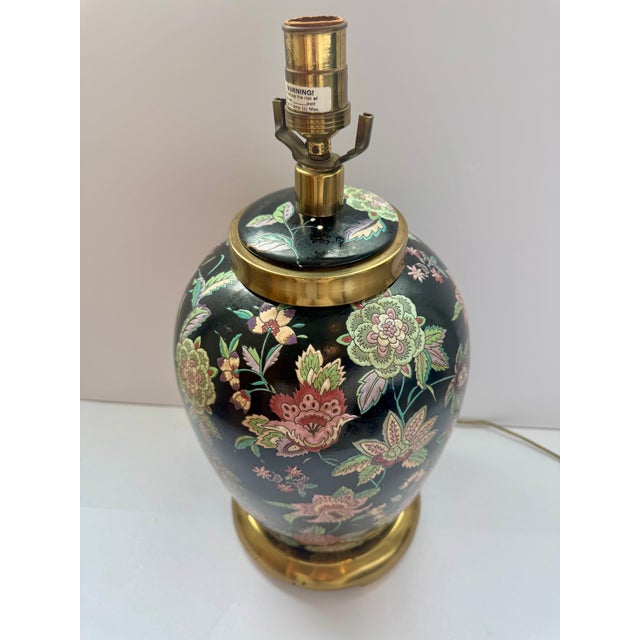 Ceramic Mid 20th Century Mid Century Modern Paul Hanson Chinoiserie Black Porcelain Ginger Jar Table Lamp For Sale - Image 7 of 13