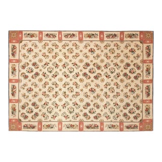 1900 Antique Continental Needlepoint Rug, in Large Size, W/ Repeating Design For Sale