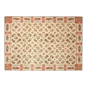 1900 Antique Continental Needlepoint Rug, in Large Size, W/ Repeating Design