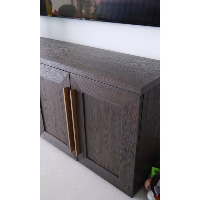 2010s Restoration Hardware Machinto 4-Door Media Console in Brown Oak For Sale - Image 5 of 7