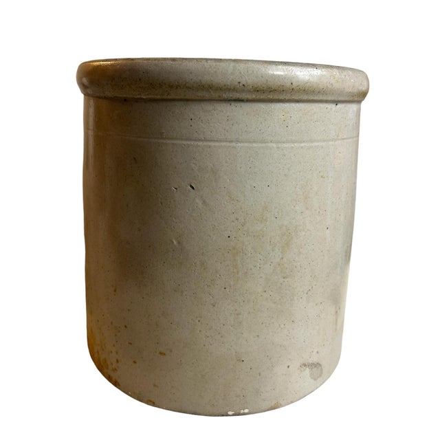 Antique 1800s Lowell Pottery Co Tonica Illinois Stoneware Crock For Sale - Image 4 of 10