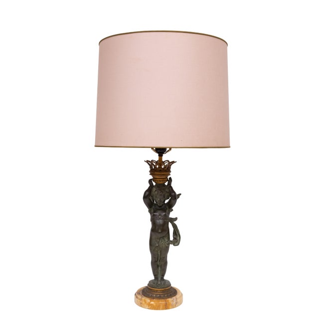 Antique French Empire Bronze Cherub Table Lamp, 1890s For Sale - Image 16 of 16