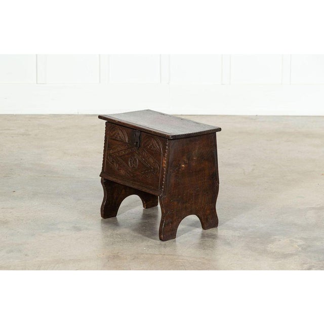 18th Century Irish Oak Bible Box Coffer Stool For Sale - Image 4 of 17