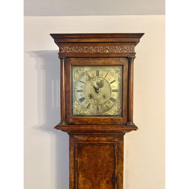 Burr Walnut Longcase Clock by Henry Massy, 1710 For Sale - Image 3 of 9