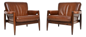 Vintage Danish Leather Lounge Chairs, 1960, Set of 2