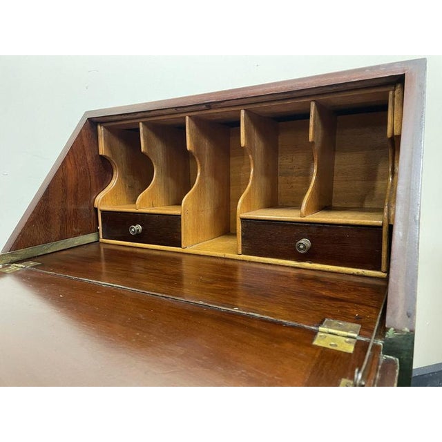 Vintage Green Queen Anne Writing Bureau with Three Drawers For Sale - Image 4 of 6