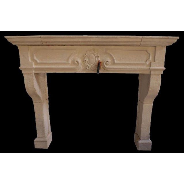 20th Century French Louis XIV Limestone Fireplace Mantel For Sale - Image 4 of 4