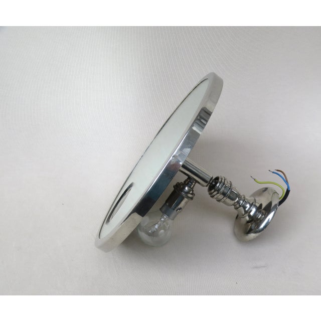 French Art Deco Nickel Le Mirophar Wall Mirrors with Magnifying Element & Light from Brot, Set of 2 For Sale - Image 16 of 18