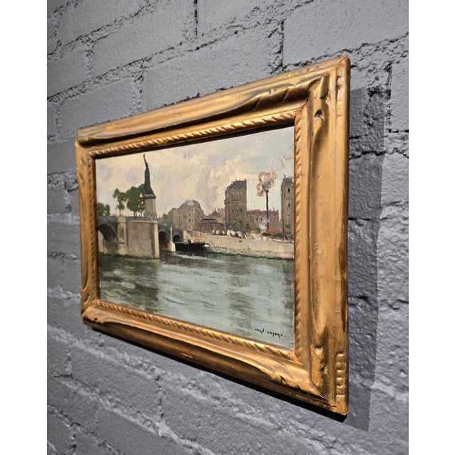 Jean-Louis Lefort –1910s Paris, Pont De Grenelle & Statue of Liberty–Oil Painting For Sale - Image 12 of 12