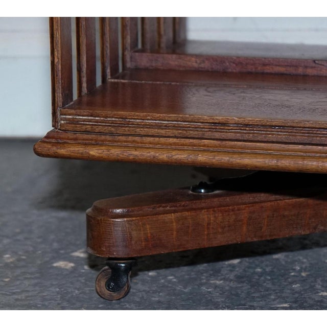 Brown Antique Oak Revolving Bookcase with Folding Reading Stand For Sale - Image 8 of 18