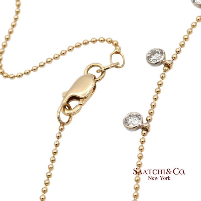 Gold 14k(585) Yellow & White Gold Natural Diamond Graduated Drop Necklace For Sale - Image 8 of 12