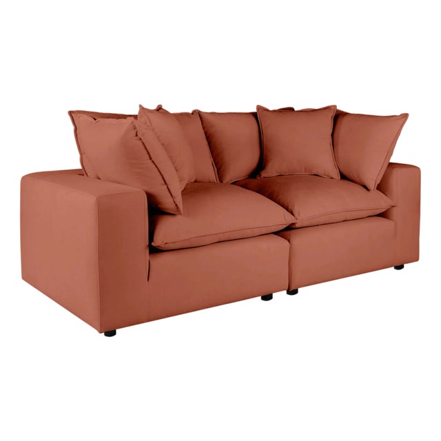 Cali Rust Performance Fabric Modular Loveseat For Sale