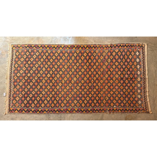 Orange 1980s Flatweave Moroccan Kilim Rug - 10.3 X 5.18 Ft For Sale - Image 8 of 11