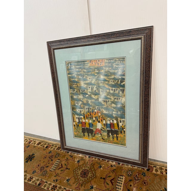 Contemporary Patrick Bergsma Township Scene Signed Painting, Circa 1996 For Sale - Image 3 of 12