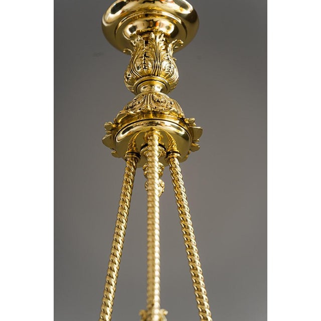 Antique Chandelier with Original Glass Shades, Vienna, Austria, 1890s For Sale - Image 9 of 18