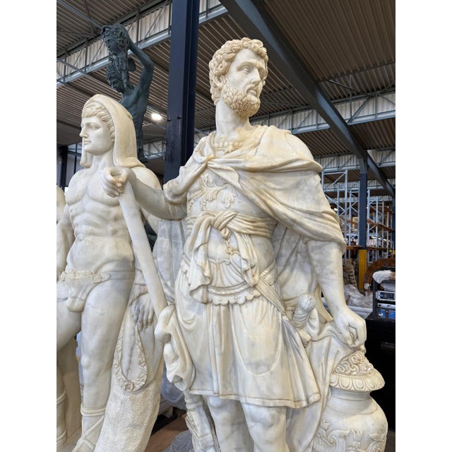 Large Classical Marble Warrior Figures, Late 20th Century, Set of 2 For Sale - Image 3 of 14