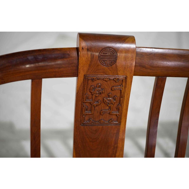 Wood Mid-Century Mont Style Chinoiserie Horseshoe Rosewood Bench Settee For Sale - Image 7 of 12