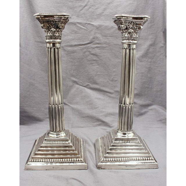 Silver 1966 Pair of English Sterling Silver Candlesticks For Sale - Image 8 of 8