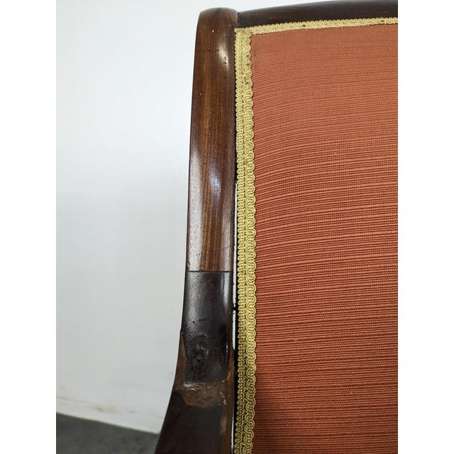 Restoration Mahogany Armchair with Curved Armrests and Orange Fabric For Sale - Image 6 of 10