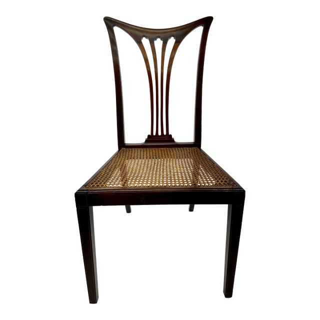 Antique Federal Style Mahogany Chair With Cane Seat and Shield Back Detail For Sale