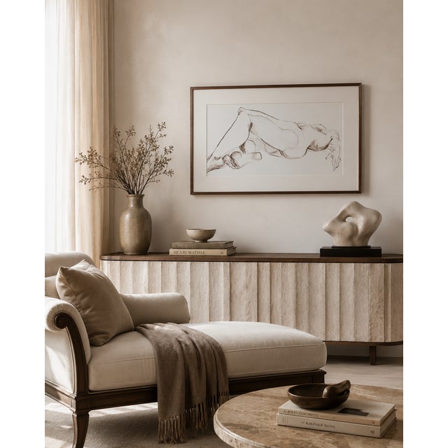 Reclining Nude in Conte - V. Morgan, C. 1980 For Sale - Image 12 of 12
