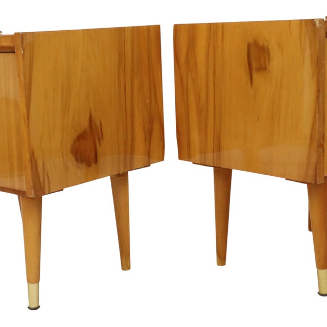 Wood Vintage Rockabilly Nightstands in Light Wood, 1970s, Set of 2 For Sale - Image 7 of 18
