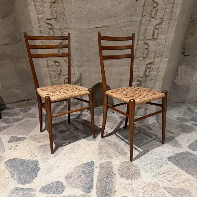Vintage Italian Mid-Century Modern Ladder-Back Side Chairs in the Style of Gio Ponti For Sale - Image 10 of 10