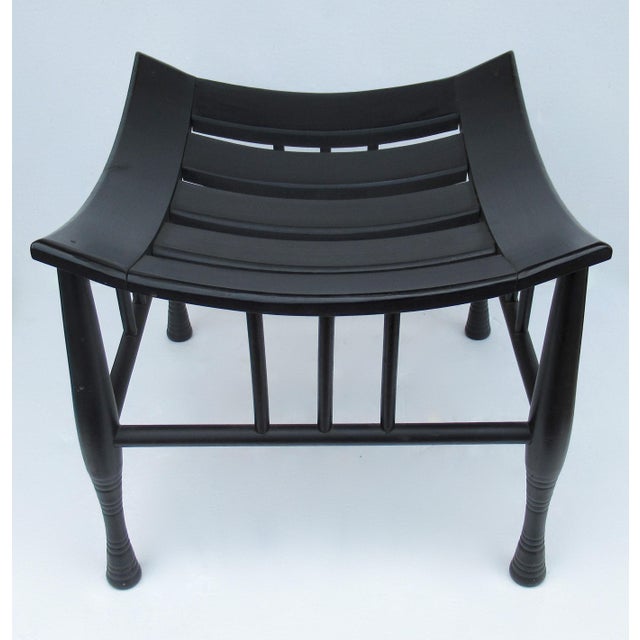 Wood Early C.1920's Liberty & Co. Attr. Anglo-English Egyptian-Revival Thebes Stool Original Ebony Finish For Sale - Image 7 of 18