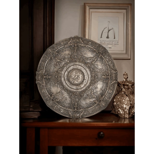 Large Embossed Chiseled Bronze Plate Depicting Scenes from Aphrodite, 1890s-1910s For Sale - Image 15 of 15