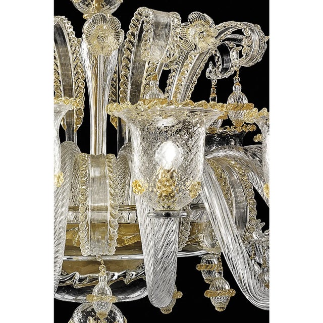 Traditional Imperial Style “Rigadin” Murano Glass Chandelier in Venetian Design For Sale - Image 3 of 9