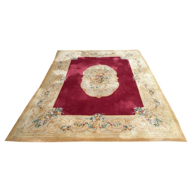 Large Savonnerie Hand Tufted Rug, 1950s For Sale