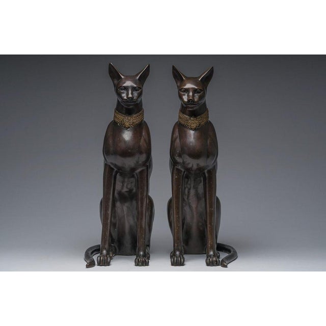 Black Vintage French Bronze Cats, 1970, Set of 2 For Sale - Image 8 of 12