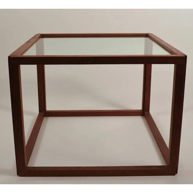 1960s Rationalist Danish Modern Cube Table With Smoked Glass Top For Sale - Image 5 of 7
