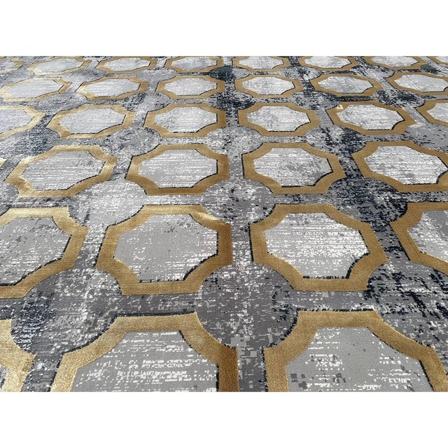 Gray Handwoven Contemporary Turkish Area Rug 6x9 For Sale - Image 8 of 9