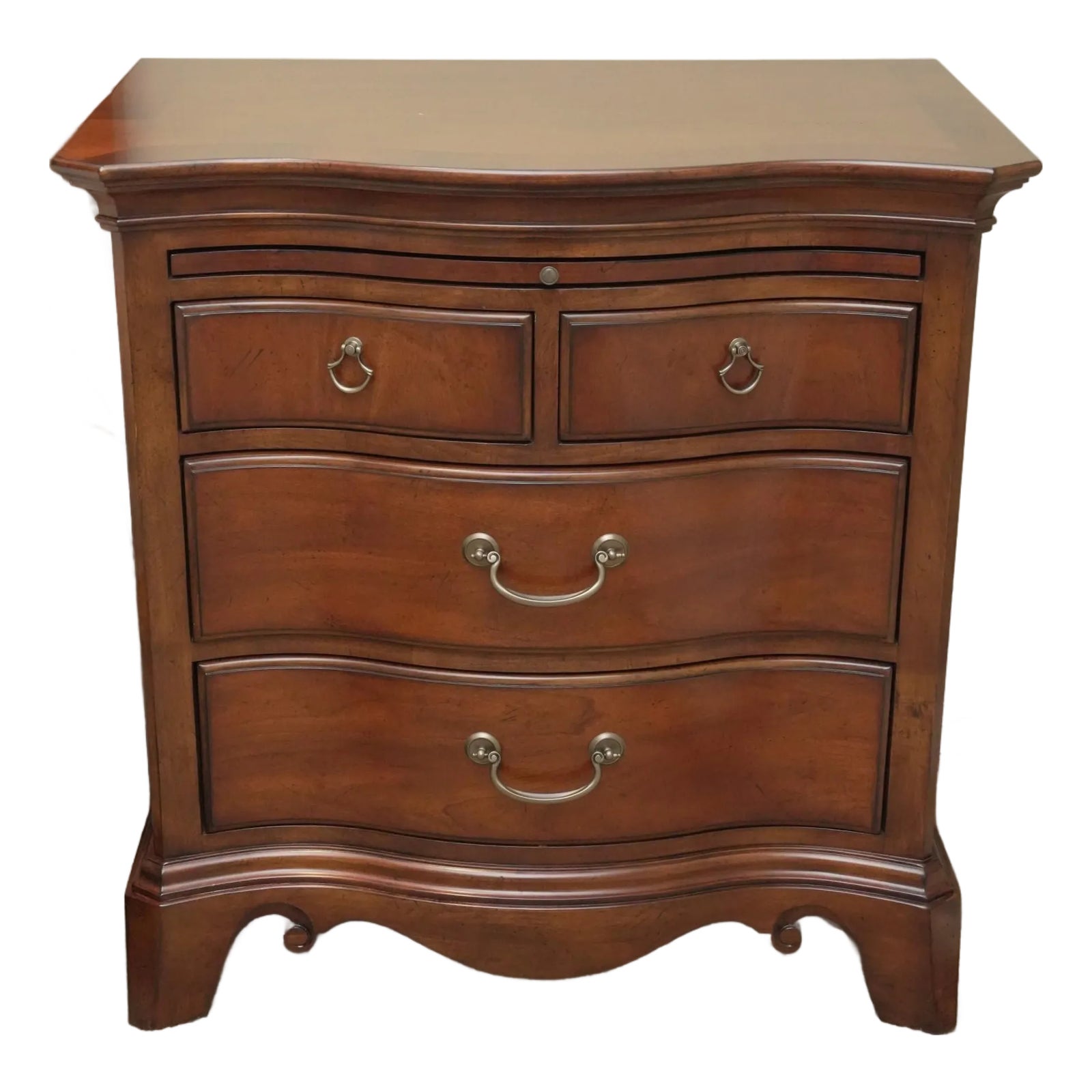Late 20th Century Thomasville Serpentine Front Mahogany Nightstand