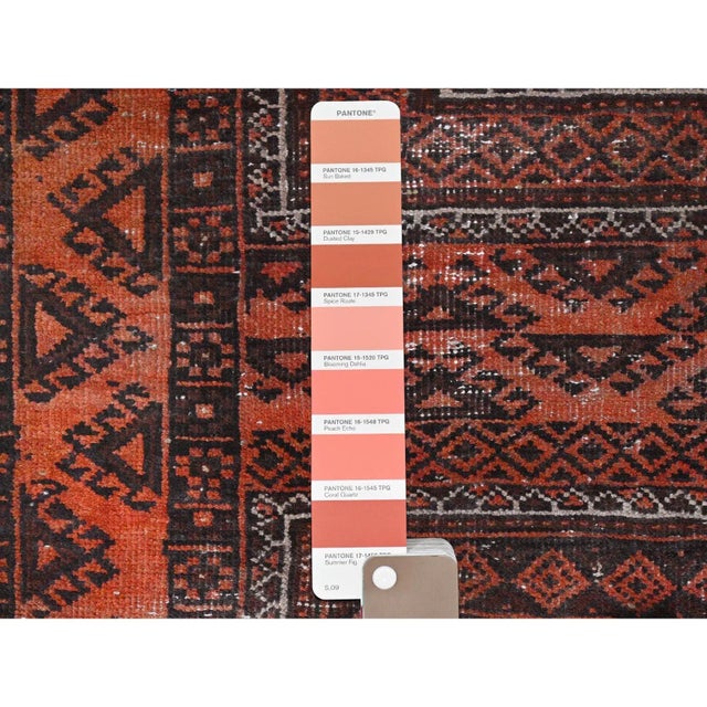 1960s Sunset Colors Vintage Persian Baluch With Geometric Medallions Hand Knotted Wool Rug For Sale In New York - Image 6 of 8