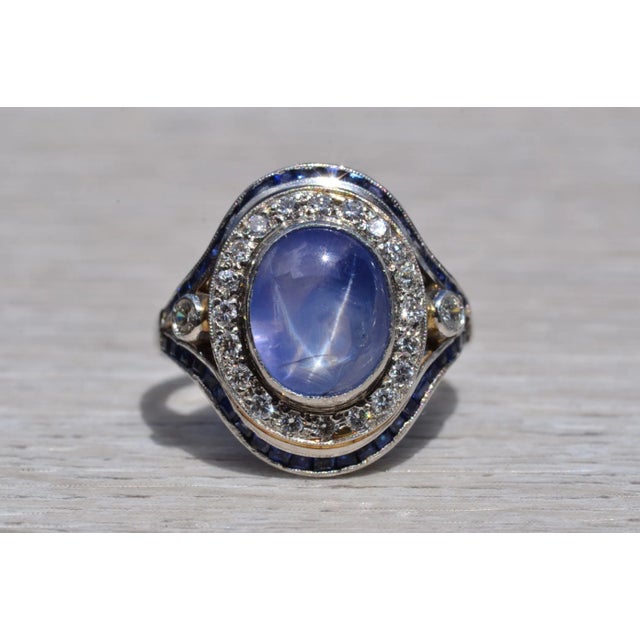 The Lathrop: Star Sapphire and Diamond Ring in Platinum For Sale - Image 4 of 11