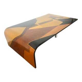 Mid-Century Geometric Lacquered Waterfall Shaped Table For Sale
