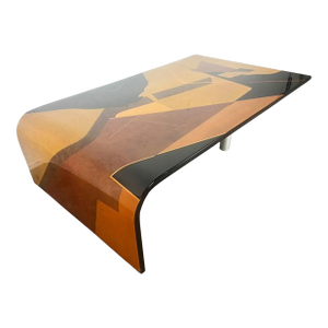 Mid-Century Geometric Lacquered Waterfall Shaped Table