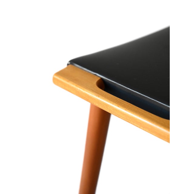 Wood Vintage Stool in Wood and Leather, 1960s For Sale - Image 7 of 9